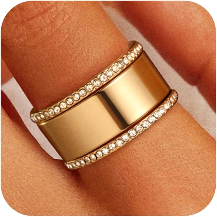 14K Gold Plated Stacking Rings for Women β Non Tarnish Dainty Cubic Zirconia Rings, Trendy Statement Wedding Jewelry, Layered Gold Rings Size 6β10 61 aa+ht+ql. ac sy695