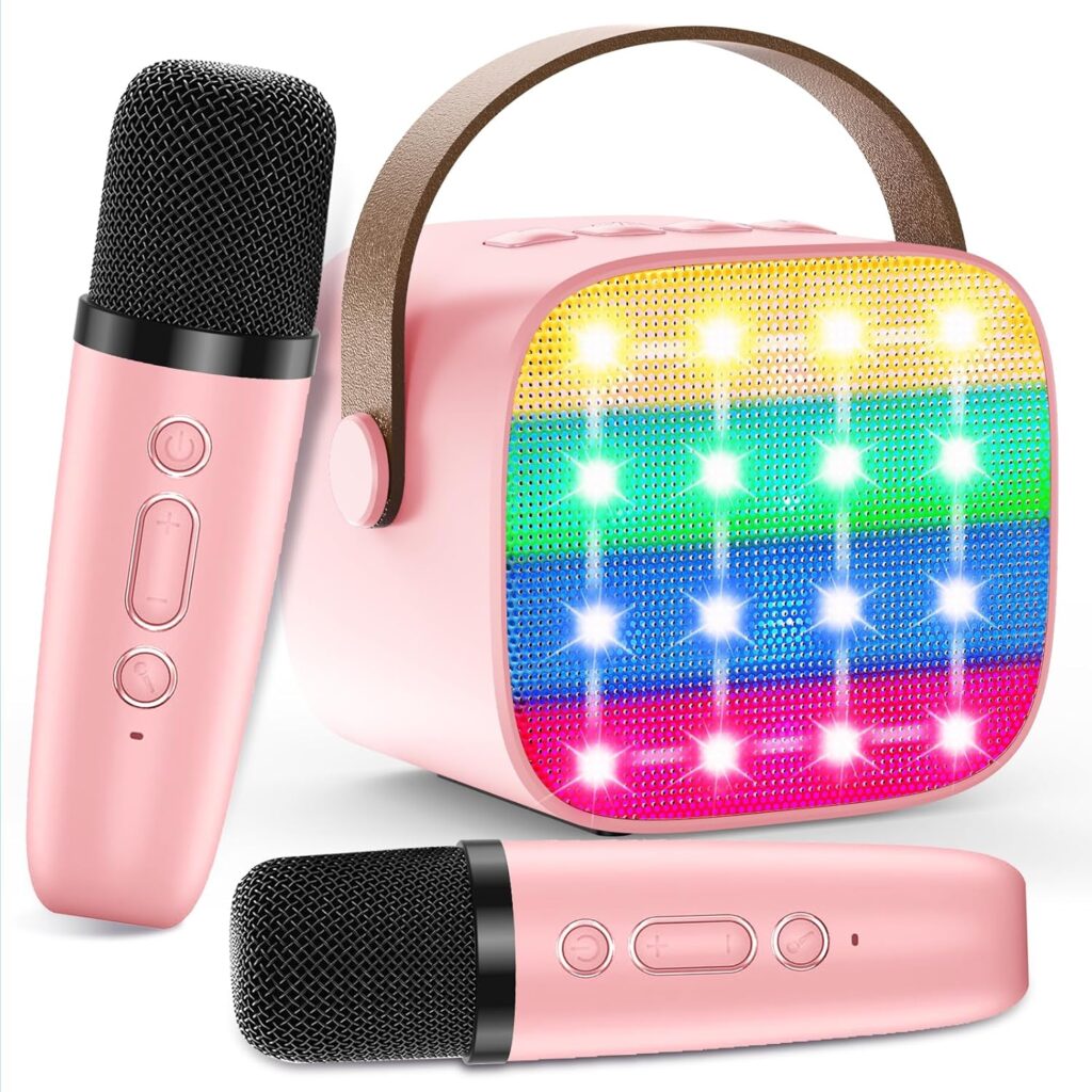 Bluetooth Karaoke Machine Toy for Kids β Mini Karaoke Speaker with 2 Wireless Microphones, Voice Changer & LED Lights, Portable Singing Machine for 3β8 Year Old Girls, Perfect Birthday & Party Gift 81ytxfmpayl. ac sl1500