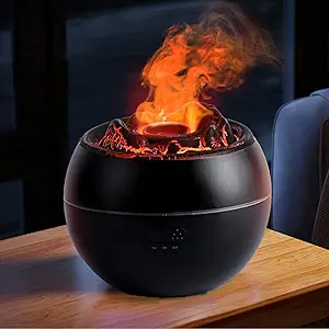 Essential Oil Diffuser – Volcano Fire Flame Aromatherapy Diffuser, 360ml Ultrasonic Cool Mist Humidifier with 7-Color Ambient Light, Timer Settings & Auto Shut-Off – Scent Aroma Diffuser for Home & Bedroom (Black) 61pdoei mkl. ac sy300 sx300 ql70 fmwebp