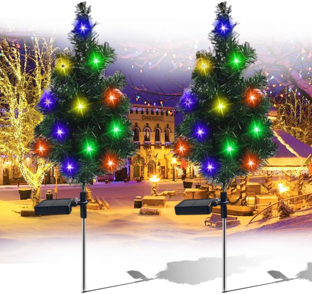 Solar Christmas Tree Outdoor Decorations – Waterproof LED Garden Stake Lights for Yard, Lawn, Pathway, Patio & Porch Holiday Xmas Decor (A, 1 Pack) 61sfsdexn2l. ac sl1000