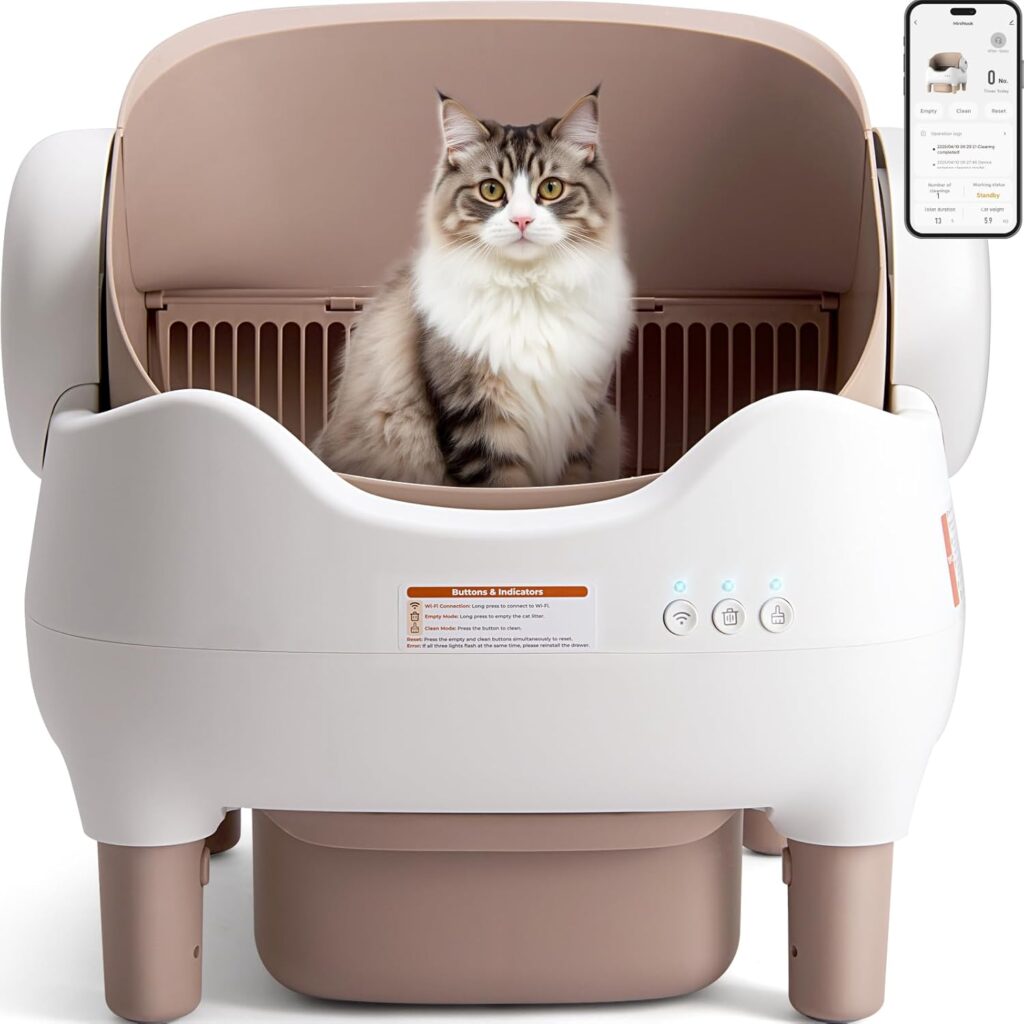 Self-Cleaning Automatic Cat Litter Box with APP Control, Odor-Free Waste Disposal & Large Bin for Multiple Cats 61slbgnucml. ac sl1500