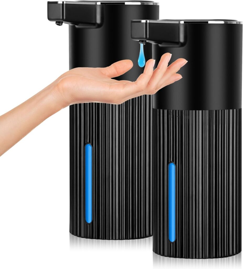 2 Pack Automatic Soap Dispenser – 14oz Touchless Wall-Mounted Dispensers, Rechargeable Smart Electric Soap Dispenser Set with 4 Adjustable Levels for Bathroom, Kitchen, Hand Soap, Dish Soap & Lotion (Black) 716qfiq+swl. ac sl1500