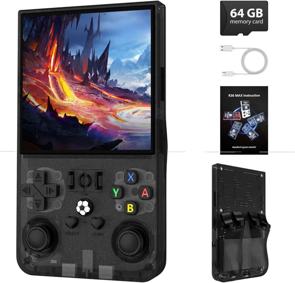 R36MAX Retro Handheld Game Console – 64GB Portable Gaming System with 4.0" Screen, Open-Source Linux OS, Multiple Emulators & 4000mAh Battery, Classic Video Game Console (Ink Black) 71jvcjukpml. ac sl1500