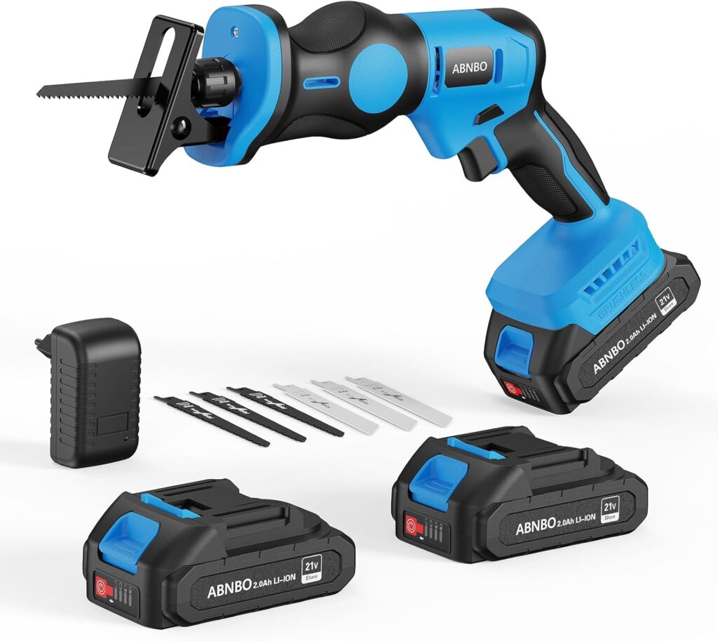 20V Cordless Reciprocating Saw – Brushless Electric Saw with 2 Batteries & 6 Blades, Tool-Free Blade Change, Variable Speed, Portable Power Reciprocating Saw for Cutting Wood, Metal, PVC & More 71kgrsxd0ul. ac sl1500