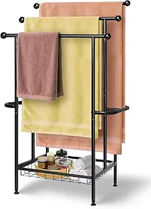 Haturi Freestanding Towel Rack for Bathroom, 39" 3-Tier Black Rust-Resistant Towel Drying Rack with Storage Basket, Metal Pool & Outdoor Towel Holder for Oversized Bath Towels 71lwwvld1bl. ac sy300 sx300 ql70 fmwebp