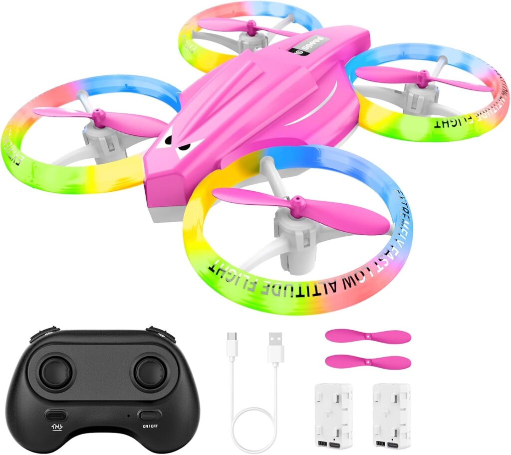 Drone, Easy Remote Control Flying Toy with 360° Flips, Stable Hover, Durable Shell, Perfect Beginner Drone Gift for Girls & Boys (Pink) 71q3unijerl. ac sl1500