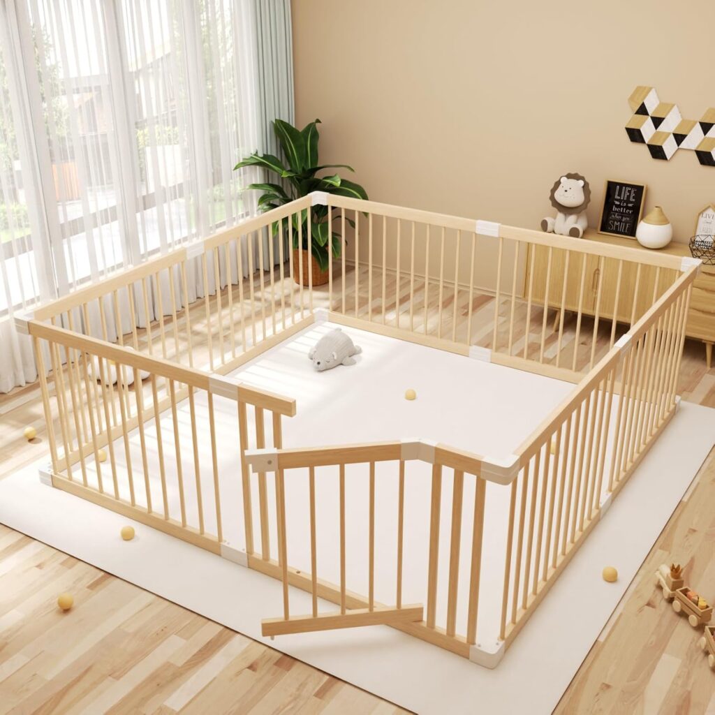 Extra Large Wooden Baby Playpen (73" x 73" x 24") – Safe Play Pen for Babies & Toddlers, Indoor Security Play Yard Area, Sturdy Wood Play Fence, Easy Assembly for Kids Activity Space 71ts3xdq2kl. sl1500