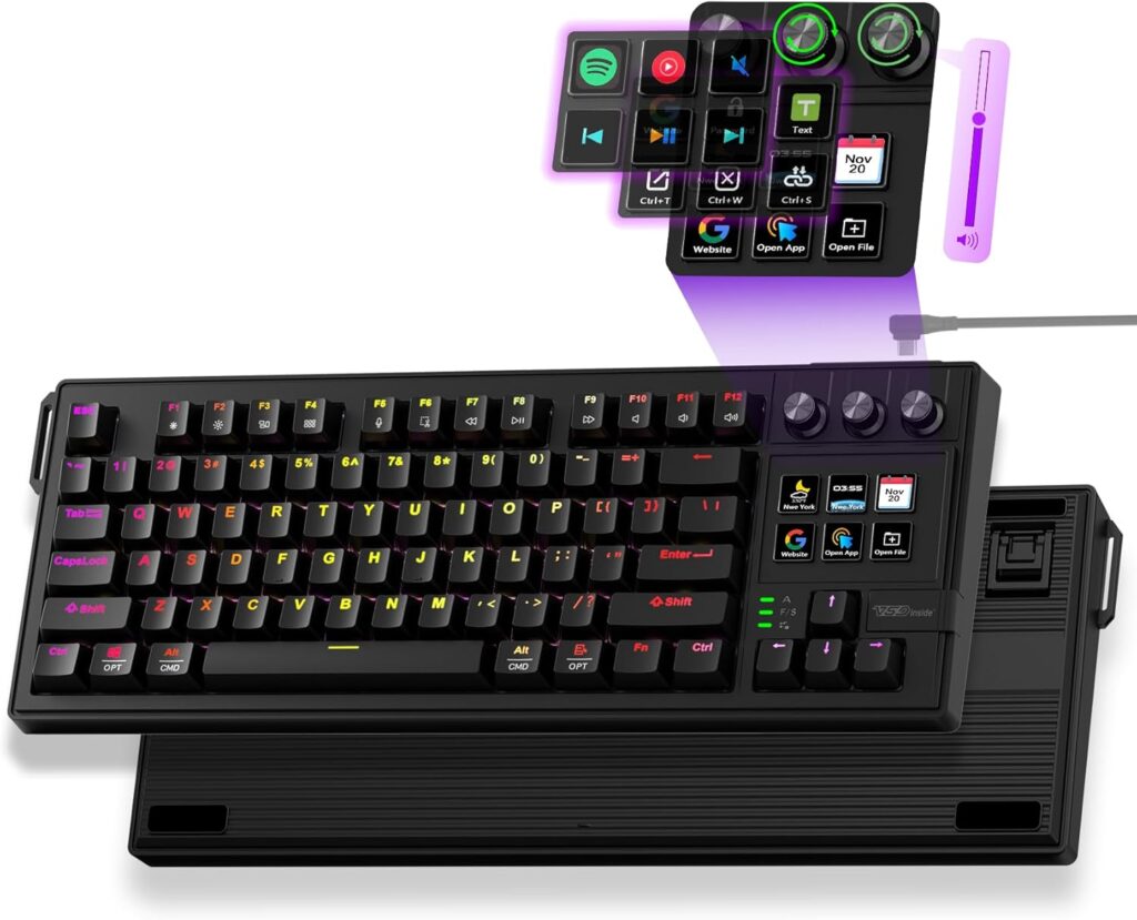 Mechanical Keyboard Macro Pad – Full-Key Programmable Stream Controller Deck with Screen & Control Knob, Gasket-Mounted Hot-Swappable Gaming Shortcut Keypad, RGB Backlit, Wired for PC & Mac 71vaumfeofl. ac sl1500
