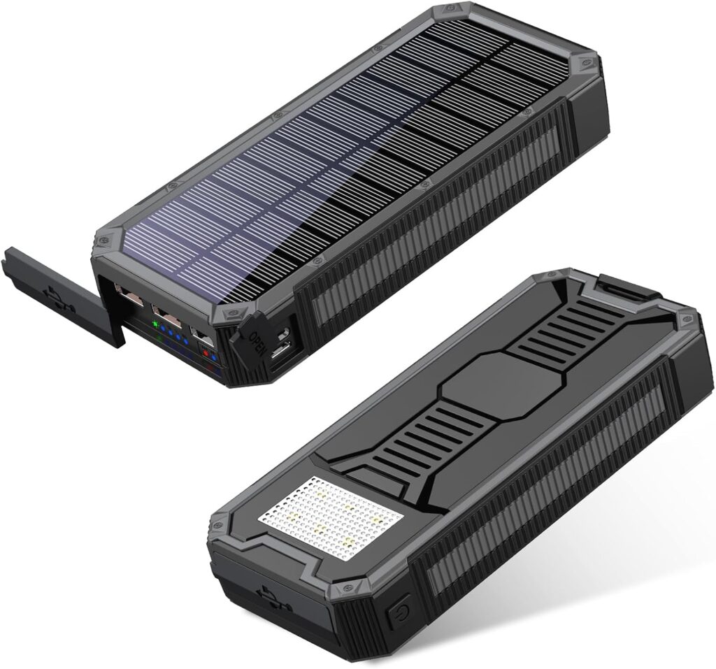 30000mAh Solar Power Bank with Built-in LED Flashlight – Portable Solar Charger, Dual USB Outputs, Waterproof External Battery Pack for Camping, Hiking & Emergency (Black) 71zyowy86dl. ac sl1500