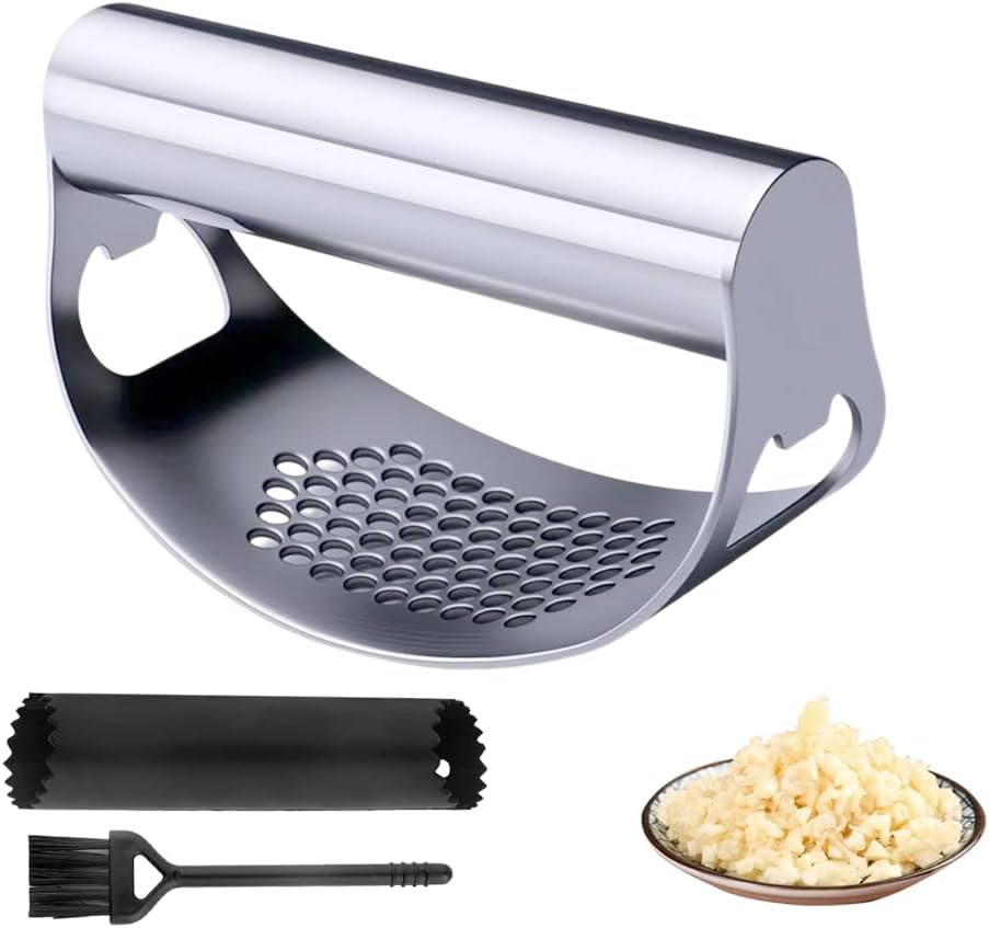 2026 New Garlic Press Rocker – Upgraded Stainless Steel Manual Garlic Press, Portable Garlic Crusher with Peeler & Scraper 517hnfgy+ol. ac sl1000