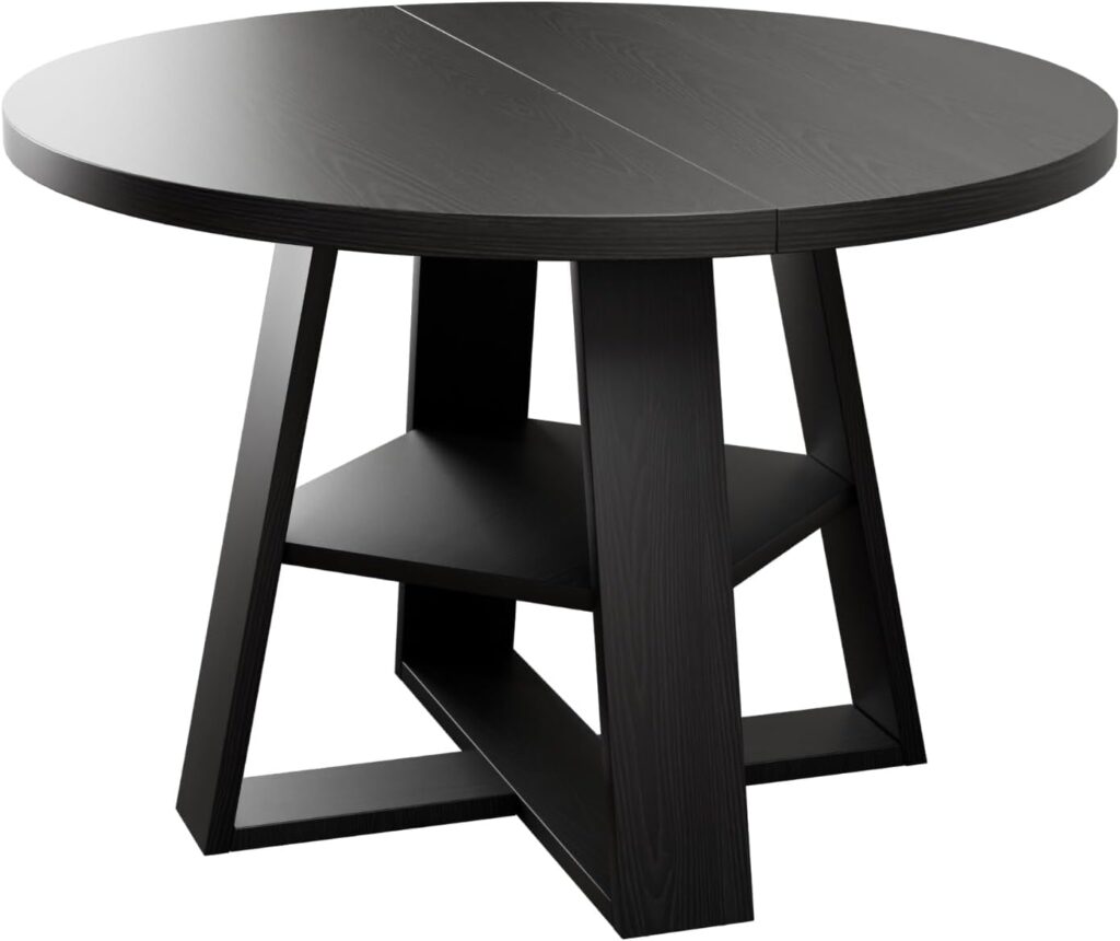 Ariiles Round Dining Table for 4–6 People – Space-Saving Dining Table with Storage Shelf, Modern Round Kitchen Table for Dining Room, Apartment & Small Spaces 51labb4c kl. ac sl1500