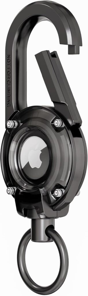 SCALLOP Metal AirTag Holder, Aluminum Alloy AirTag Case with Mountain Carabiner, Heavy-Duty Rotating Keychain with Transparent Window, Secure Protective Keychain for Apple AirTag 61b3parey6l. ac sl1500