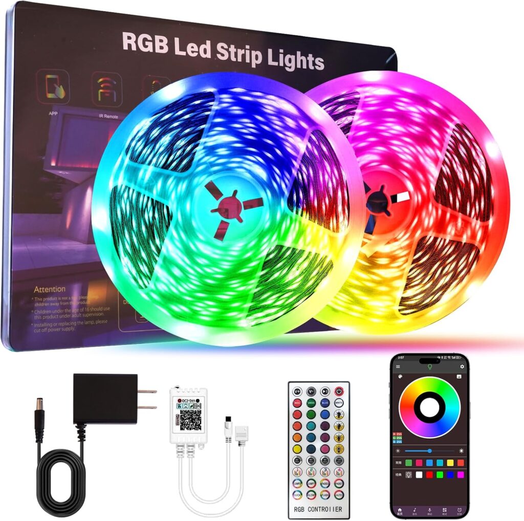 LED Lights for Bedroom 200FT (2×100FT), RGB Color-Changing LED Strip Lights with App & Remote Control, Music Sync, Flexible Light Strips for Room, Home & Party Decoration 81mok5ffryl. ac sl1500