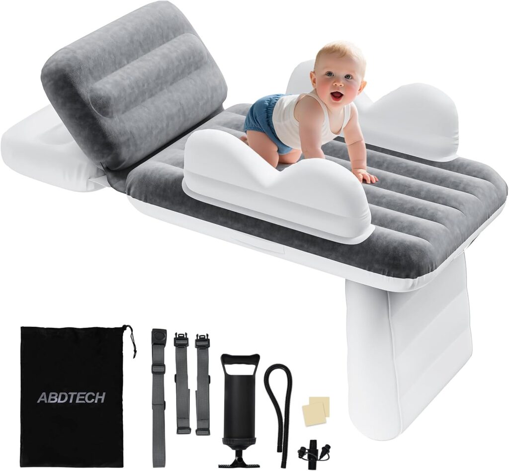Inflatable Toddler Airplane Bed – Portable Kids Travel Bed with Airplane Seat Extender, Safe & Soft Blow-Up Mattress with Manual Pump, Seat Belt & Travel Bag (37", Grey) 61 bfwrf96l. ac sl1500