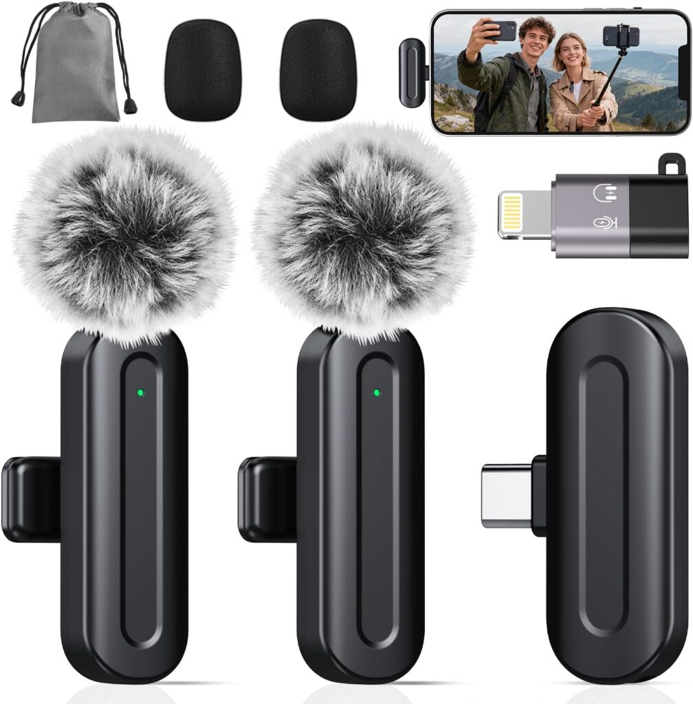 PQRQP Wireless Mini Microphone – 2 Pack Lavalier Mic for iPhone, iPad & Android, USB-C Wireless Clip-On Microphone with Preamps for Video Recording & Content Creation 71csqcfnmjl. ac sl1500