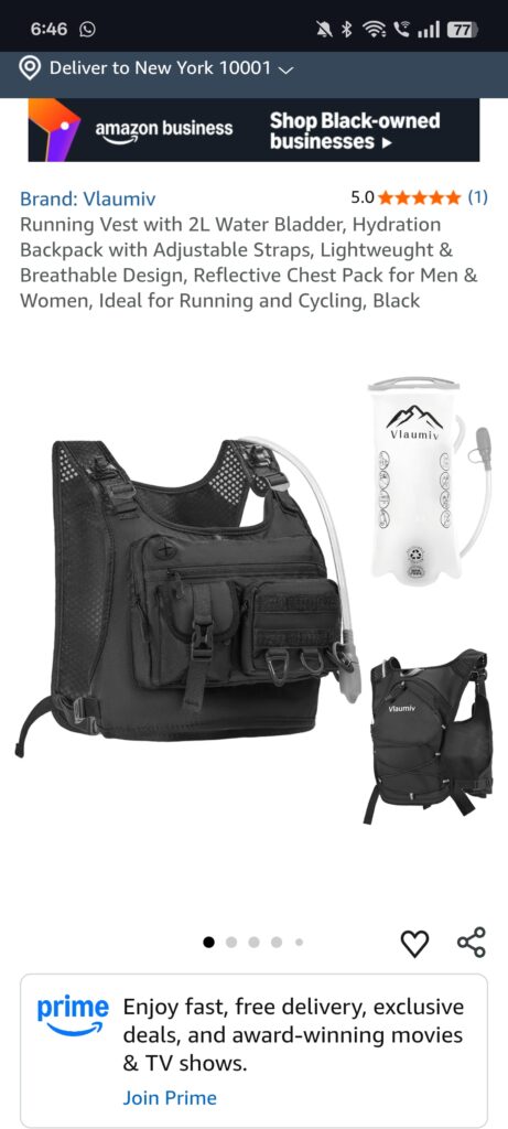 Running Hydration Vest with 2L Water Bladder, Lightweight Breathable Hydration Backpack with Adjustable Straps, Reflective Chest Pack for Men & Women, Ideal for Running, Cycling & Hiking – Black screenshot 2026 02 04 18 46 03 64 40deb401b9ffe8e1df2f1cc5ba480b12