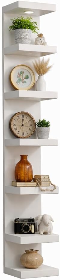 7-Tier Floating Wall Shelf with LED Lights – Modern White Wall Mounted Bookshelf with Remote Control, Decorative Display Shelving for Living Room, Bedroom & Office 41rudwmzn6l. ac sl1080