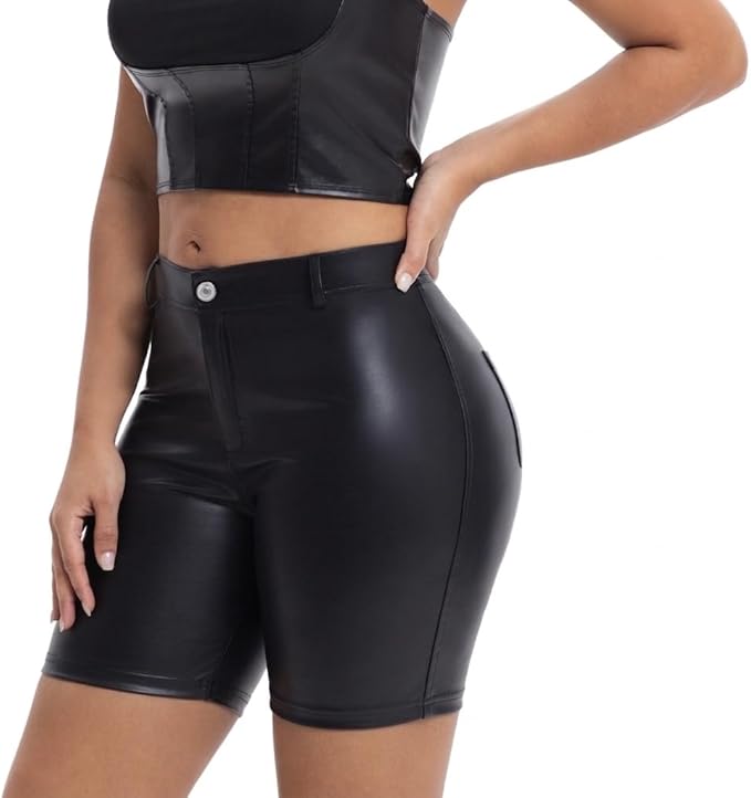 High Waist Faux Leather Shorts for Women – Stretchy PU Leather Shorts with Belt Loops, Stylish Going Out Outfit 51ibz7kxjpl. ac sx679