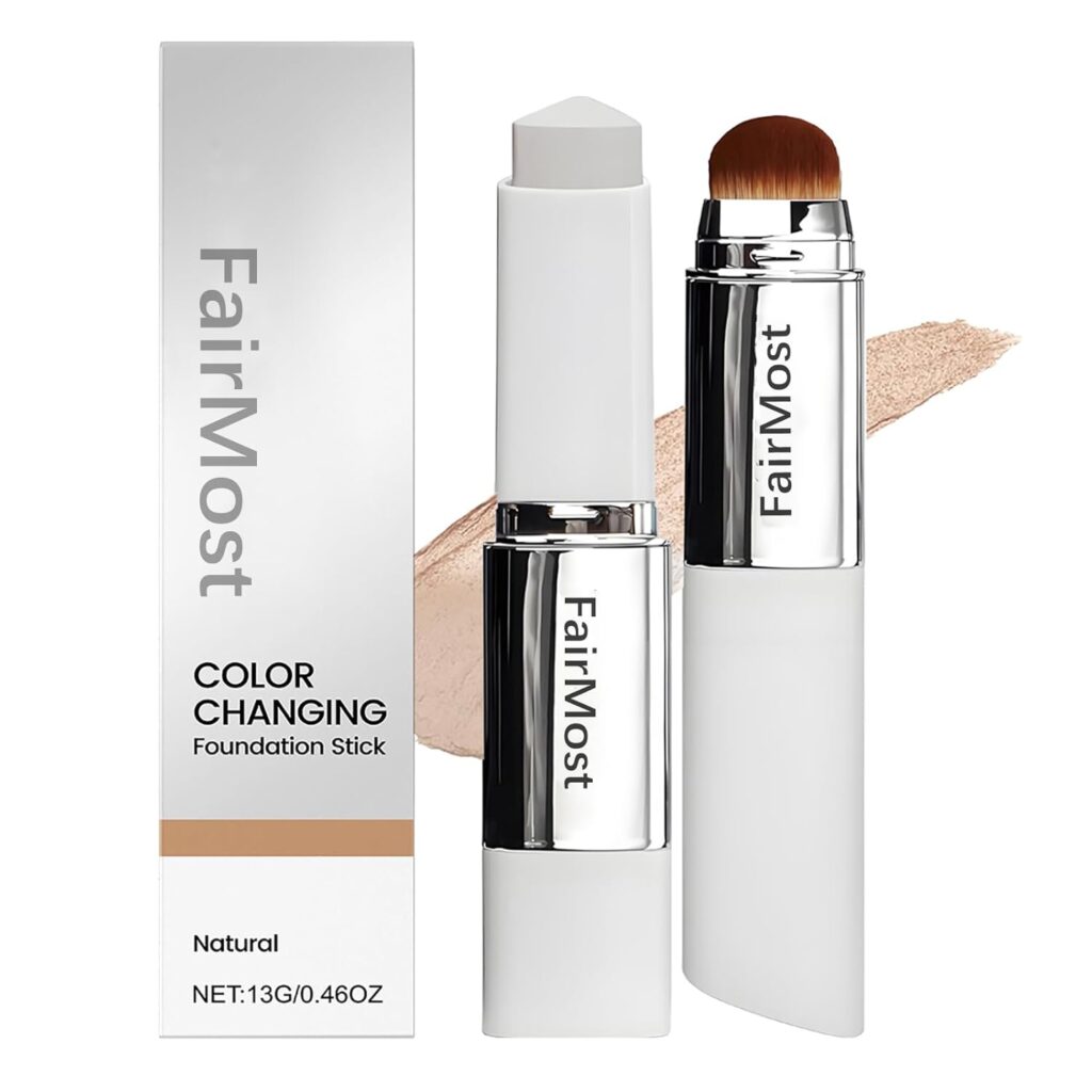 Color Changing Foundation Stick with Brush – Medium to Full Coverage Cream Foundation, Dual-Ended Portable Makeup Stick, Natural Finish (0.46 Fl Oz) 61jk83b8ibl. sl1500
