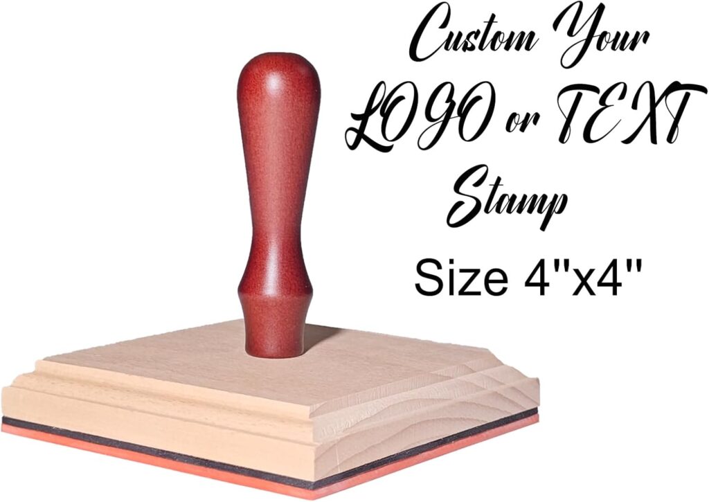 Custom Logo Stamp – Personalized Wood Business Stamp with Your Design, 4" x 4" Square Branding Stamp for Packaging, Cards & Small Business 61puudpeail. ac sl1500