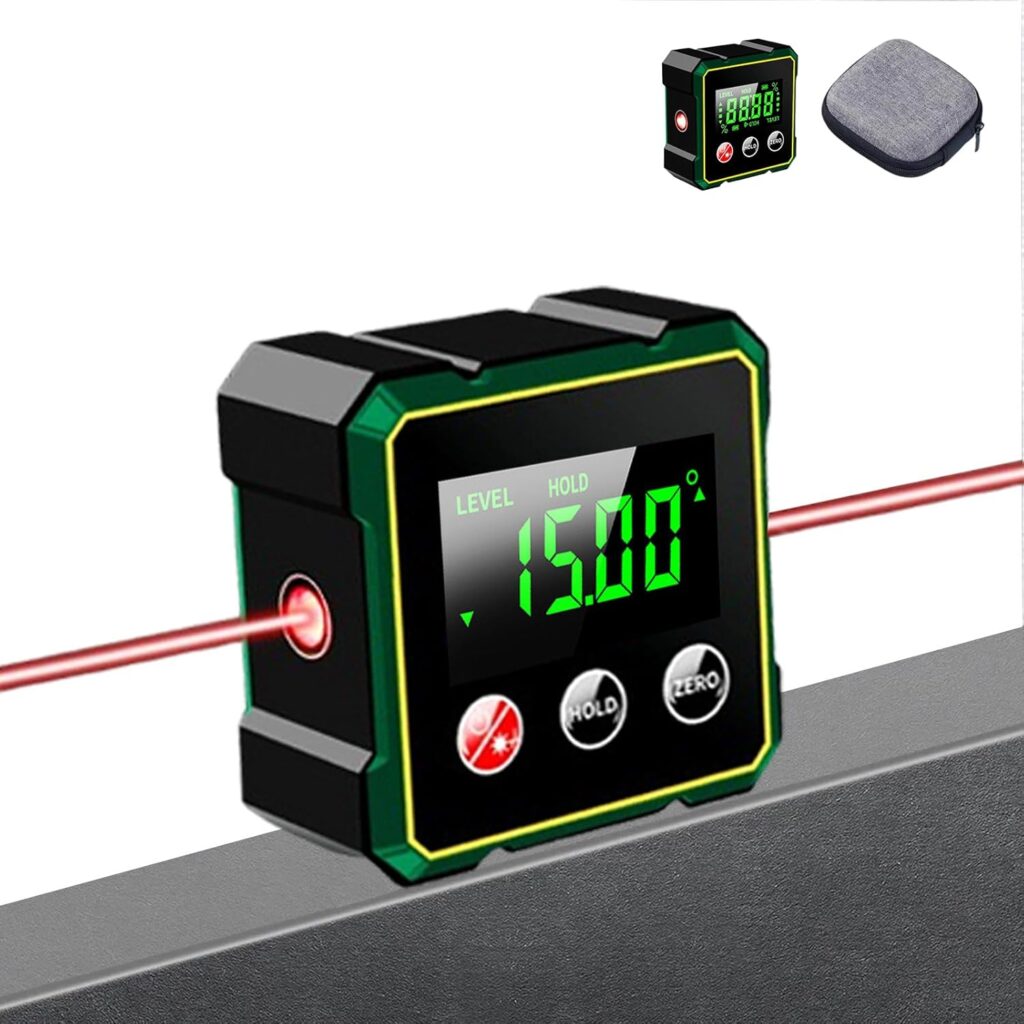 Digital Angle Finder with Laser Level – Electronic Inclinometer, 4-Side Magnetic Angle Gauge Protractor Tool for Woodworking & Construction (Class II Laser <5mW 71hr2wlivxl. ac sl1500