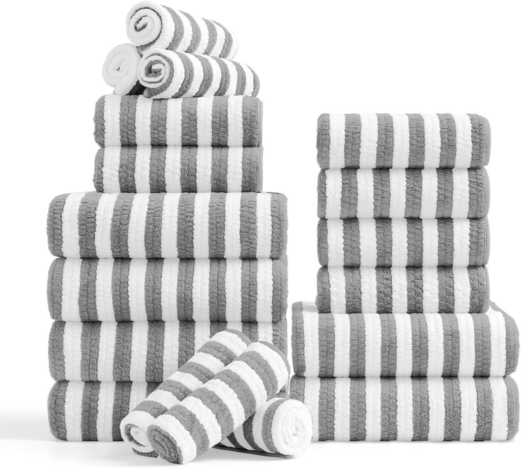 18-Piece Microfiber Bath Towels Set – Soft Quick-Dry Bathroom Towels with 6 Bath Sheets, 6 Hand Towels & 6 Washcloths, Highly Absorbent & Low Lint (Light Grey) 71i3gjmptzl. ac sl1500