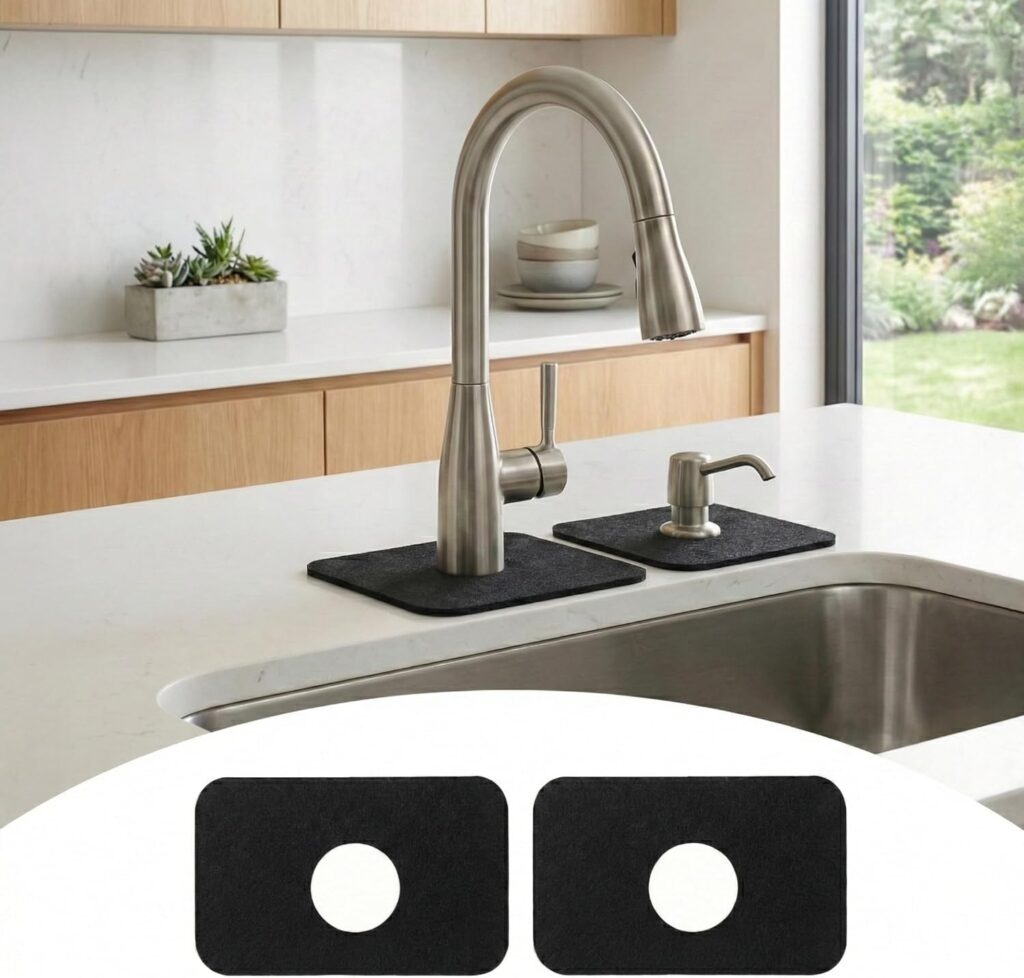 Small Faucet Mat for Kitchen Sink – 2PCS Silicone Splash Guard & Drip Catcher Tray for Bathroom, Laundry, RV & Bar Sink (9" x 5.5") 71twgdiy9ml. ac sl1500
