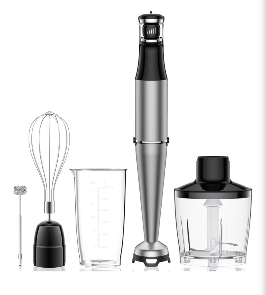 Immersion Blender Handheld 1100W 5-in-1 Stick Blender with Trigger Speed Control – Includes Beaker, Chopper, Whisk & Milk Frother – Perfect for Soup, Smoothies & Purees img 20260506 wa0007
