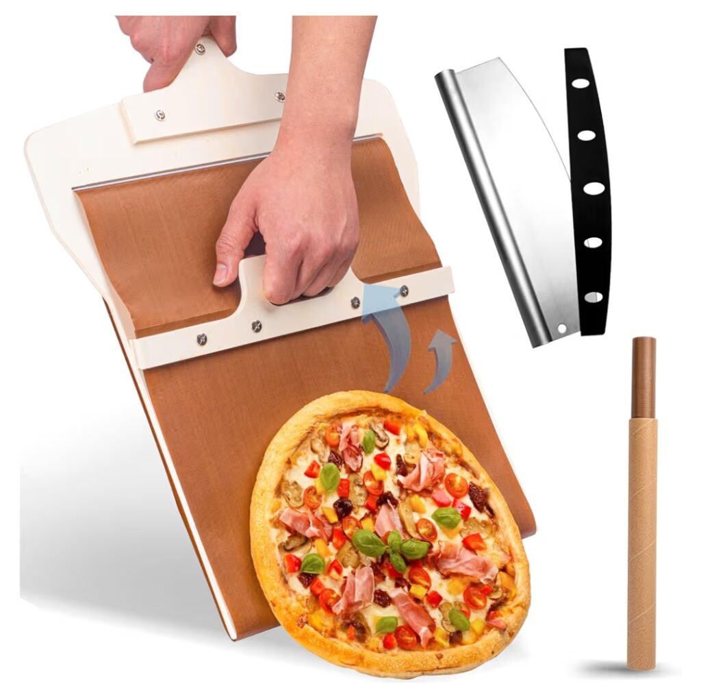 Sliding Pizza Peel 12" – Wooden Pizza Slider Paddle with Non-Stick Cloth, Detachable Handle & Rocker Cutter for Easy Pizza Transfer img 20260507 wa0000