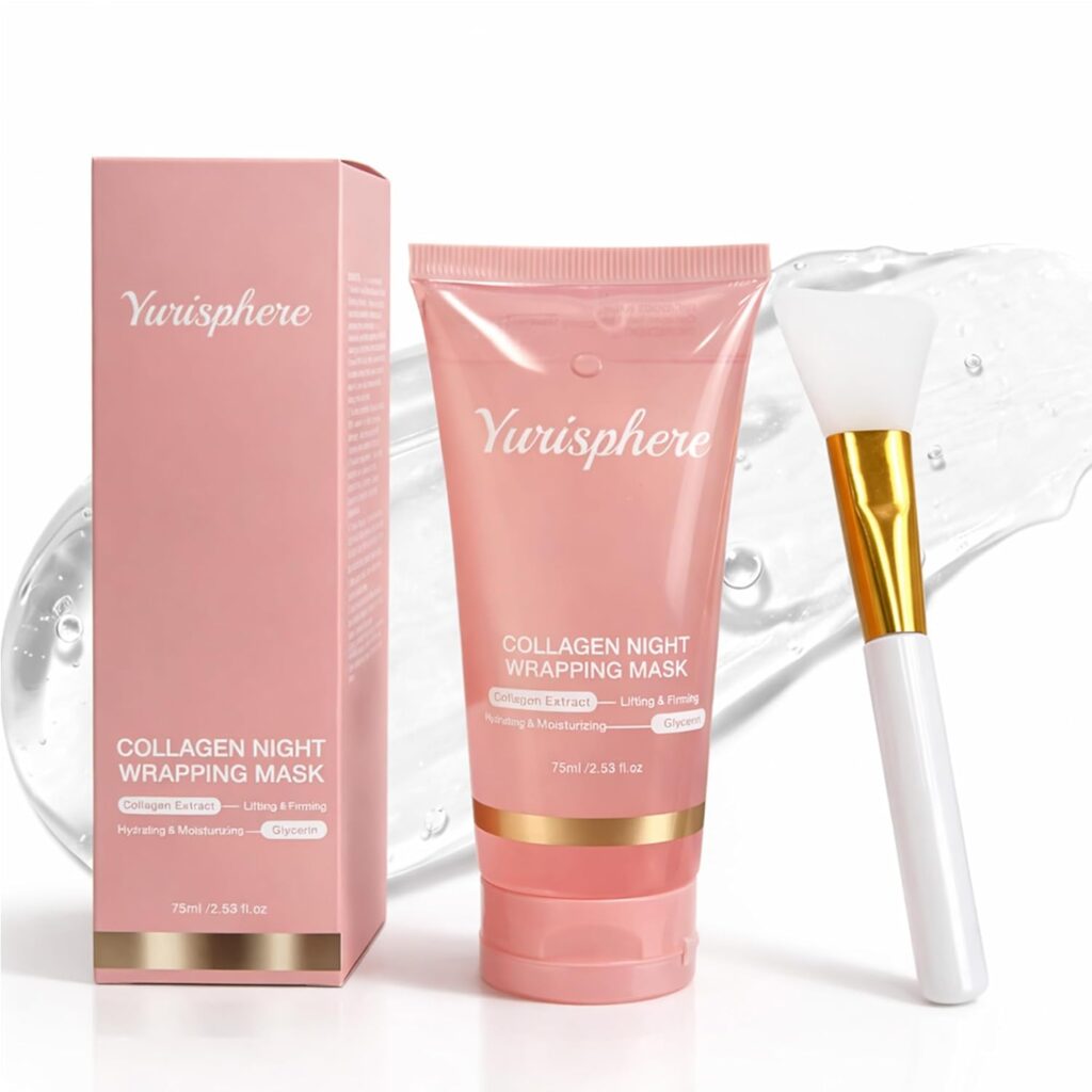 Collagen Overnight Peel Off Face Mask - Real Collagen Wrapping Mask for Glass 61brsey9xtl. sl1500