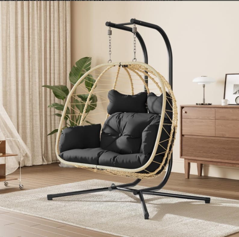 Double Hanging Egg Chair with Stand, Outdoor Indoor img 20260615 wa0006