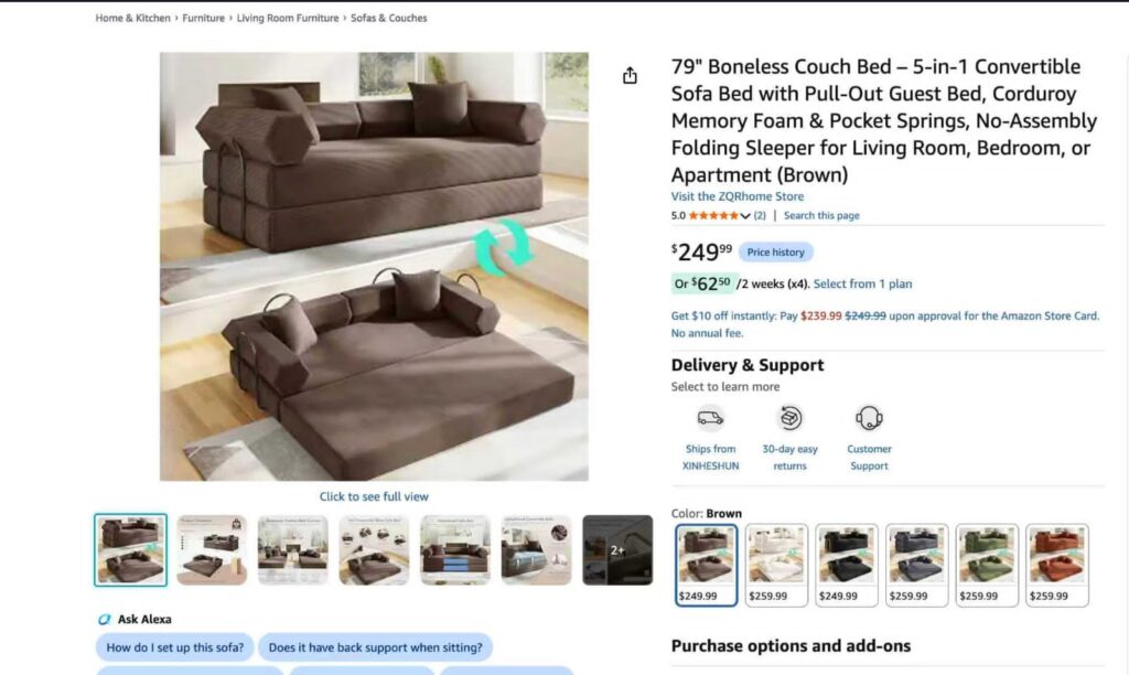 79" Boneless Couch Bed img 20260723 wa0018
