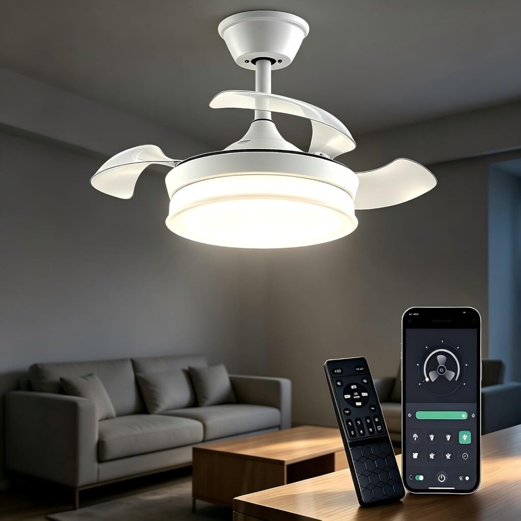 30-Inch Retractable Ceiling Fan with Light – Modern Small Ceiling Fan with Remote & App Control 714mbvm1zgl. ac sl1500