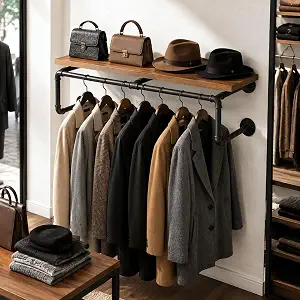 48-Inch Industrial Pipe Clothing Rack with Shelves – Solid Wood Wall-Mounted Storage Rack 71f+bwpp02l. ac sy300 sx300 ql70 fmwebp